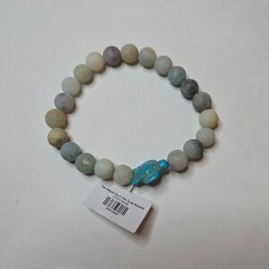 Fahlo Journey Natural Stone Sea Turtle Bead Stretch Bracelet NEW Green Blu Charm